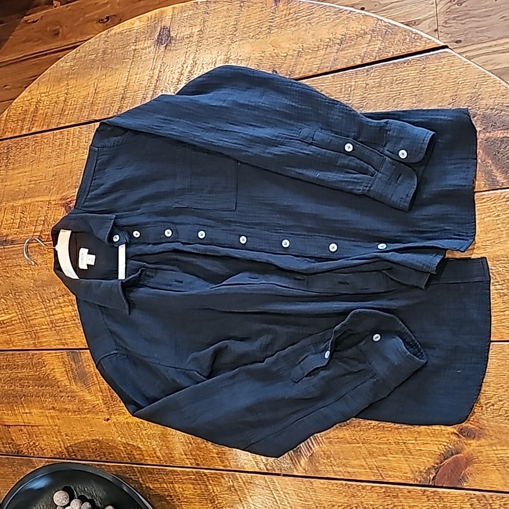 Womens jcrew small gauze button up black